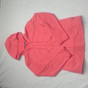 T by Talbots coral Plush Hooded Jacket Zip Pockets - Size med